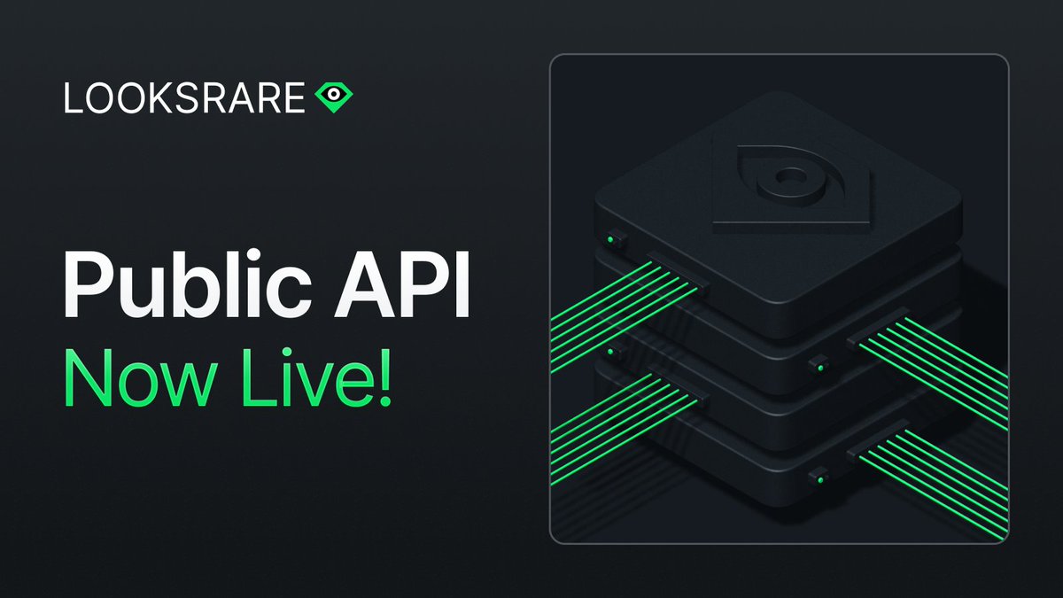 #LooksRare’s public API is now live!

The first version provides access to read-only data. 

Get started here:
🤖docs.looksrare.org/developers/pub…

We’ll be adding more endpoints, along with support for API keys to provide increased rate limits and write access, real soon.