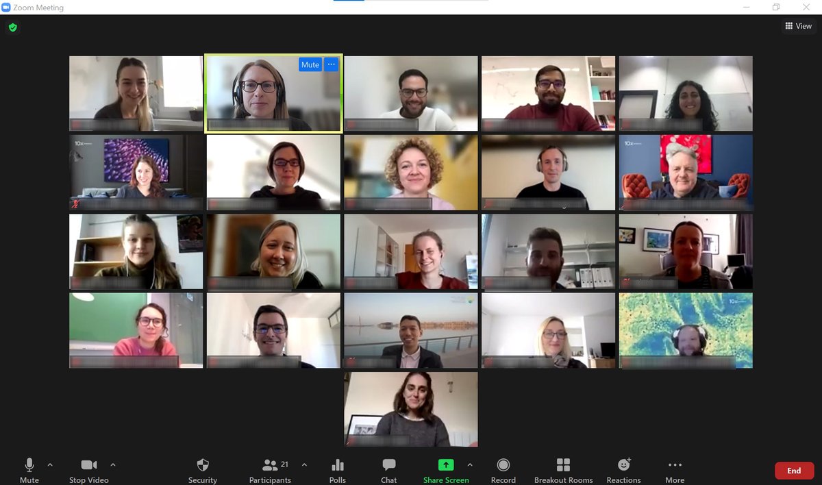 EMBLEvents's tweet photo. Our virtual EMBL Course 'Gene expression at single-cell resolution' started today! Lots of happy faces - straight after the speed networking session 😃 #EMBLscSeq @10xGenomics https://t.co/ucmT0TDITf