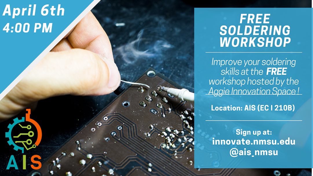 ais_nmsu's tweet photo. It’s the last week of our workshop series and here are the workshops happening this week! Make sure you come check them out for your chance to win an AIS shirt and water bottle! https://t.co/N8p9CA7ma2