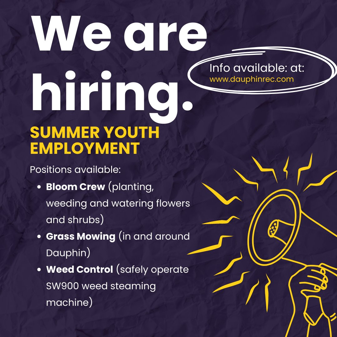 Summer jobs available at Dauphin Rec!dauphinrec.com/index.php/news… #dauphin