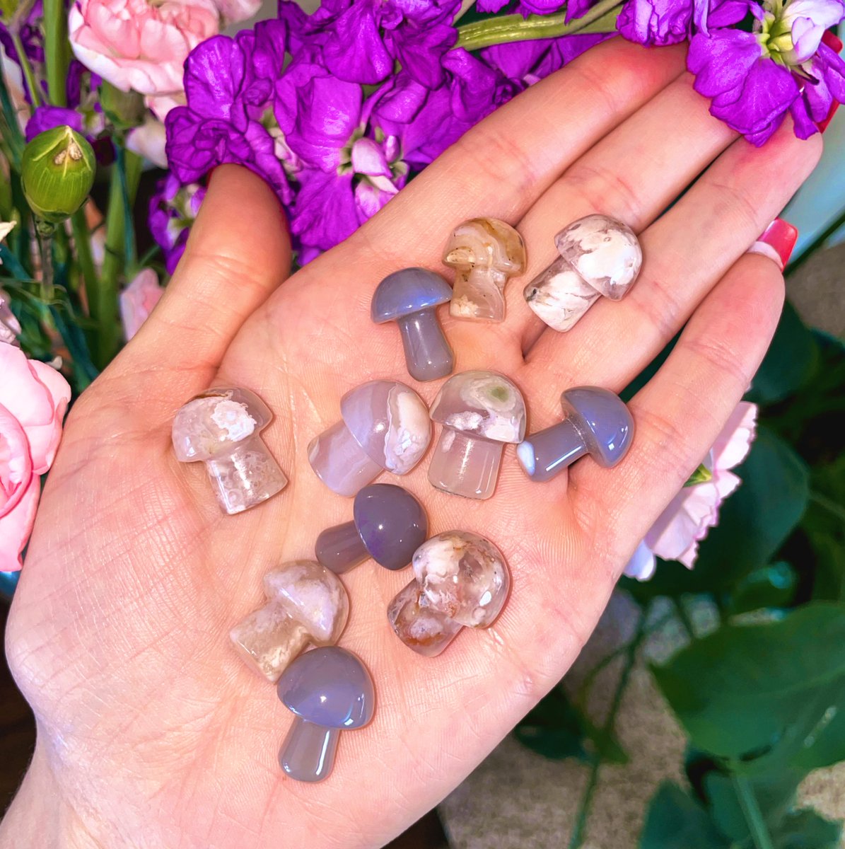 Mushies 🍄

Agate &amp; Flower agate left🌸