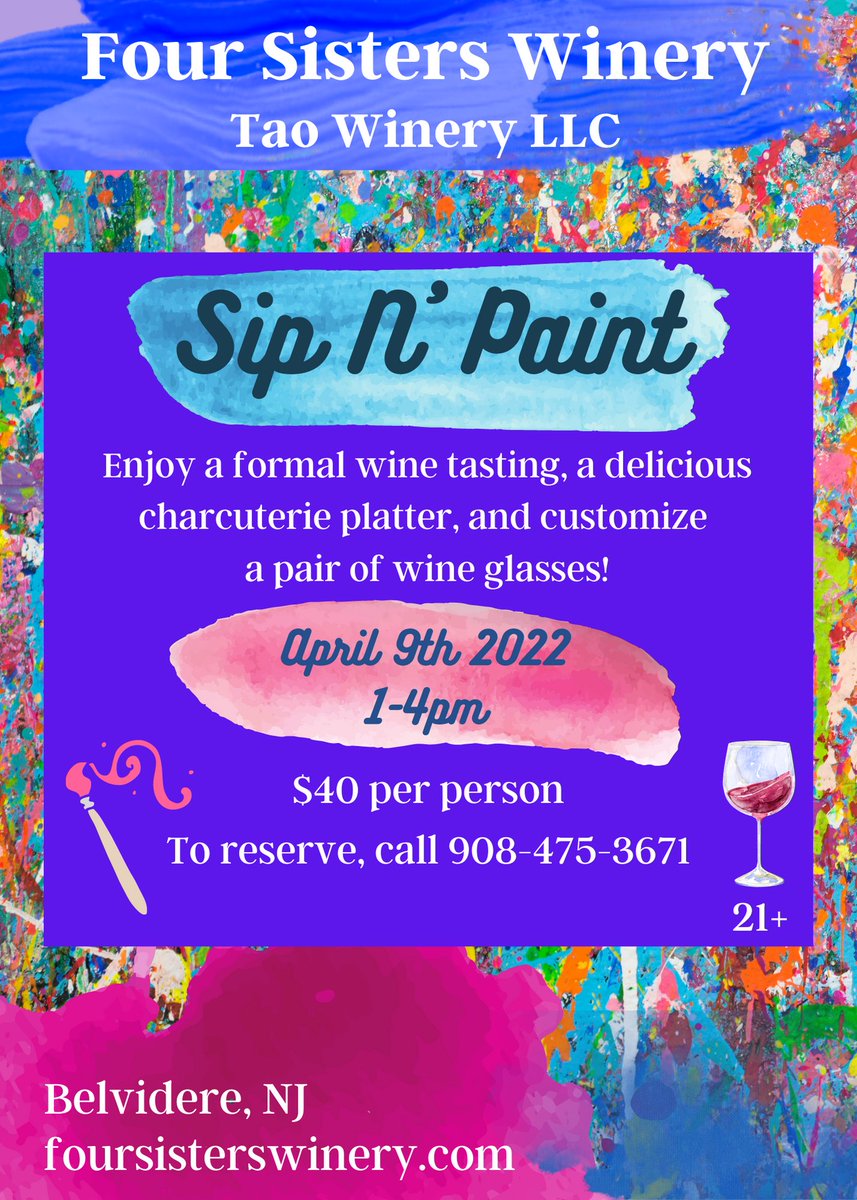 4sisterswine's tweet photo. Let your creative energies soar at Four Sisters Winery’ Sip N’ Paint! There is still time to reserve your seats! #sipnpaint #winery #wineryevent #paintandsip #wine https://t.co/HbUXqj3qD4
