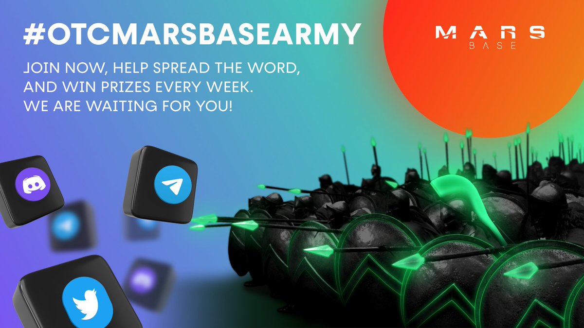 🚩 I want to join the #MarsbaseOTCArmy

🔸@marsbaseio — A unique marketplace with best prices on altcoins. Trade any volume without losing money on slippage or price impact.

✅Complete tasks
🏆 Get prizes

⚔️ Join the Marsbase OTC Army 🛡️
           discord.gg/5J2dEX7qnX