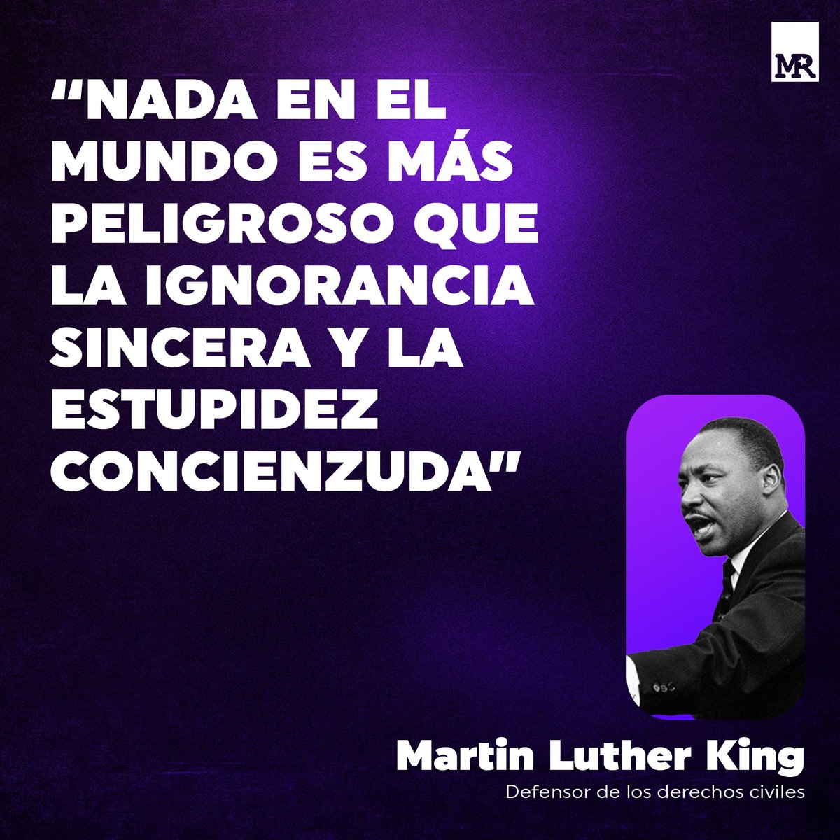 #4Abril| Frase de Martin Luther King, figura importante en la lucha de los derechos civiles para la comunidad afroamericana. Dedicó su vida a promover la igualdad, justicia, e inclusión para todos. 
✊🏻✊🏽✊🏿
#MartinLutherKingJr
#Nicaragua