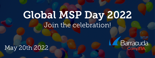 BarracudaMSP's tweet photo. Our 5th Annual Global MSP Day is coming up. Four years ago, Barracuda created the world's first #MSPDay as a movement designed to build an interactive, connected, and collaborative community of IT managed service providers.
Mark those calendars for 5/20! More details to come. https://t.co/sqVKHX1bLW