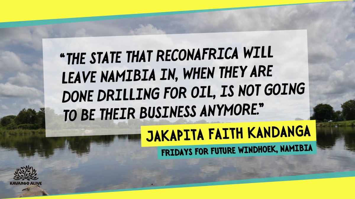 KavangoAlive's tweet photo. “The state that ReconAfrica will leave Namibia in, when they are done drilling for oil, is not going to be their business anymore.” — Jakapita Faith Kandanga @fff_whk #KavangoAlive #Ecocide #WaterIsLife #IPCC

Watch the video here: https://t.co/NI5Y0rQceL https://t.co/EycpB5Cnkp
