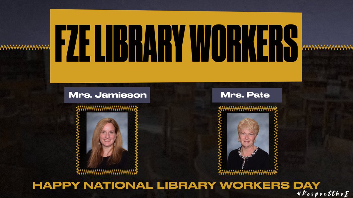 ZumEastHigh's tweet photo. Today we recognize our amazing Library Workers.  Mrs. Jamieson our Librarian and Mrs. Pate our Library clerk.  We are fortunate to have the Dynamic Duo at East High. #NationalLibraryWorkers Day #RespecttheE https://t.co/1xmQpKwFcA