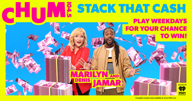 Chum1045's tweet image. RICHIE: #StackThatCash DOUBLE STACK MONDAY continues! $500 every hour, right up until 4pm! Make sure you're registered at chum1045.com and be listening for YOUR NAME to win! 🤑