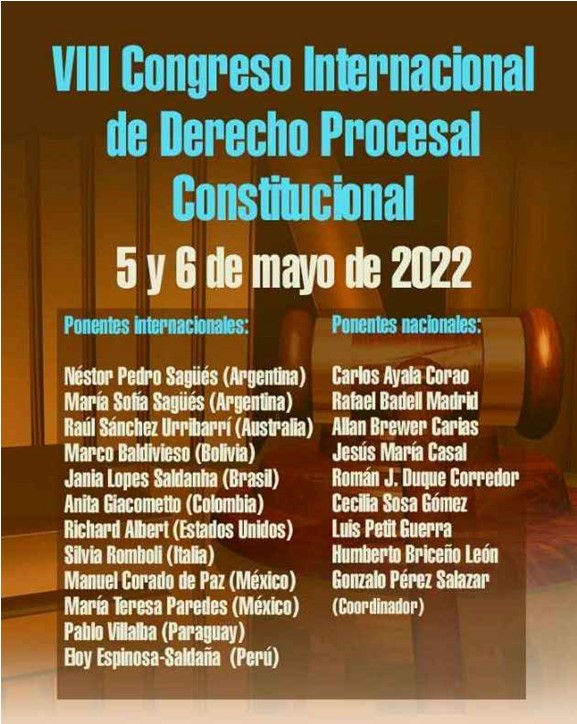 idpUCV's tweet photo. El mes próximo se realizará el VIII Congreso Internacional de Derecho Procesal Constitucional de la Universidad @Monteavila. Ena imagen puede verse la lista de los ponentes, venezolanos y extranjeros. https://t.co/DctJHecKLX