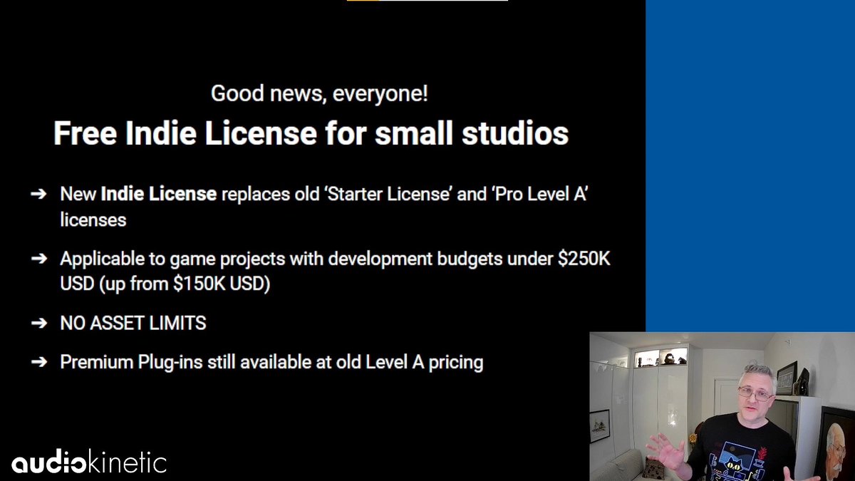 Let's try to make something a little simpler: #Wwise is free for Indies! Check out the video linked below for a quick 3-minute overview by our Head of Licensing, <a href="/AKMikeD/">Mike D.</a>

hubs.ly/Q017jNmr0