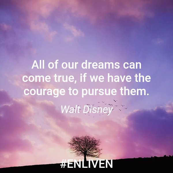 VitalLifeBlog's tweet photo. All of our dreams can come true, if we have the courage to pursue them. 
 - Walt Disney 

#ENLIVEN #bebetter #qotd #motivation #quotes https://t.co/TqpIbHKENu
