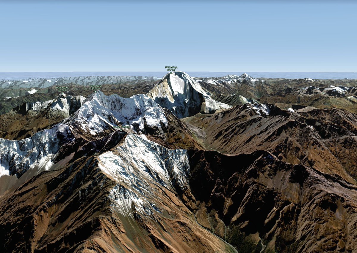 hanserino's tweet photo. @fatmap is a crazy cool tool. In 2016 I was in Peru and snapped this photo of Mt. Salkantay and Tukarway from Cerro Suray. Today, 7 years later I revisited the place on Fatmap. #alpinism #climbing #maps #fatmap #peru #andes https://t.co/s9ethLMJmW