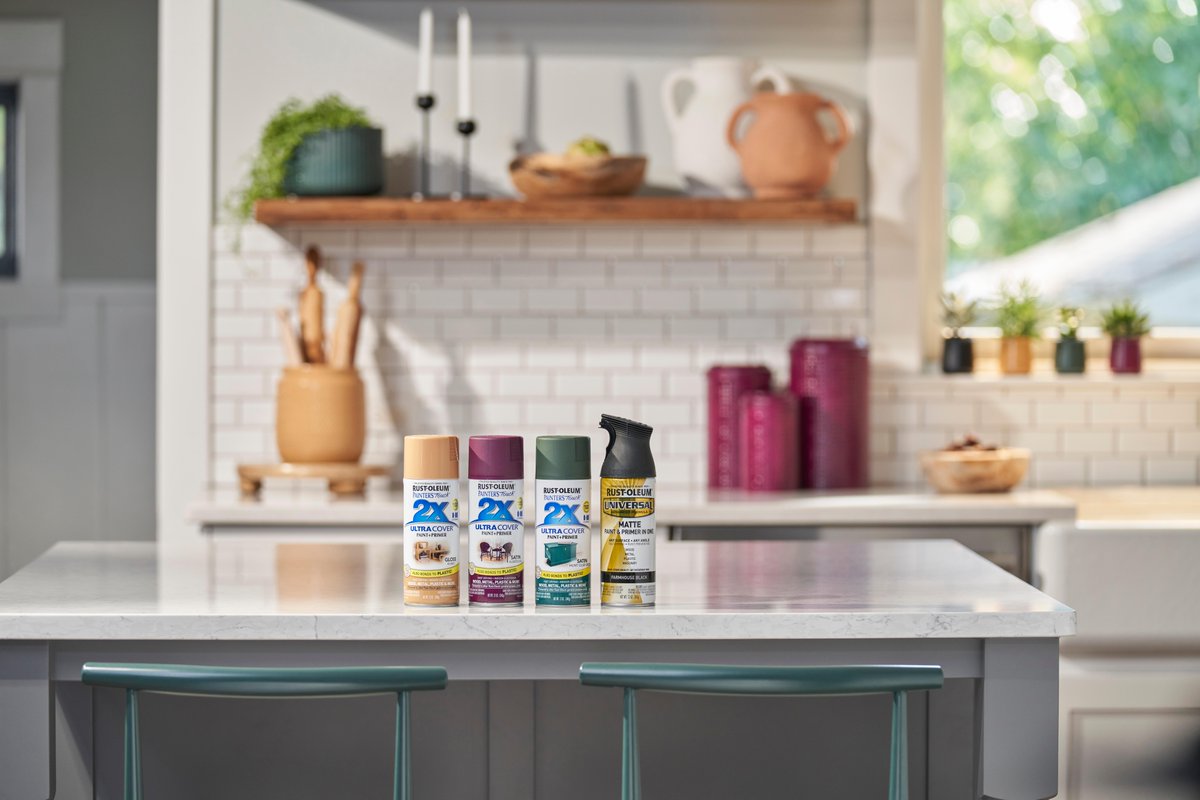 RustOleum's tweet photo. Our 2022 #ROColorWatch Grounded Palette creates an air of sophistication anchored in familiar tones. Make a statement with just a few cans of spray paint. Find out more: https://t.co/JZaSL6xNzs https://t.co/am0voMNxSL