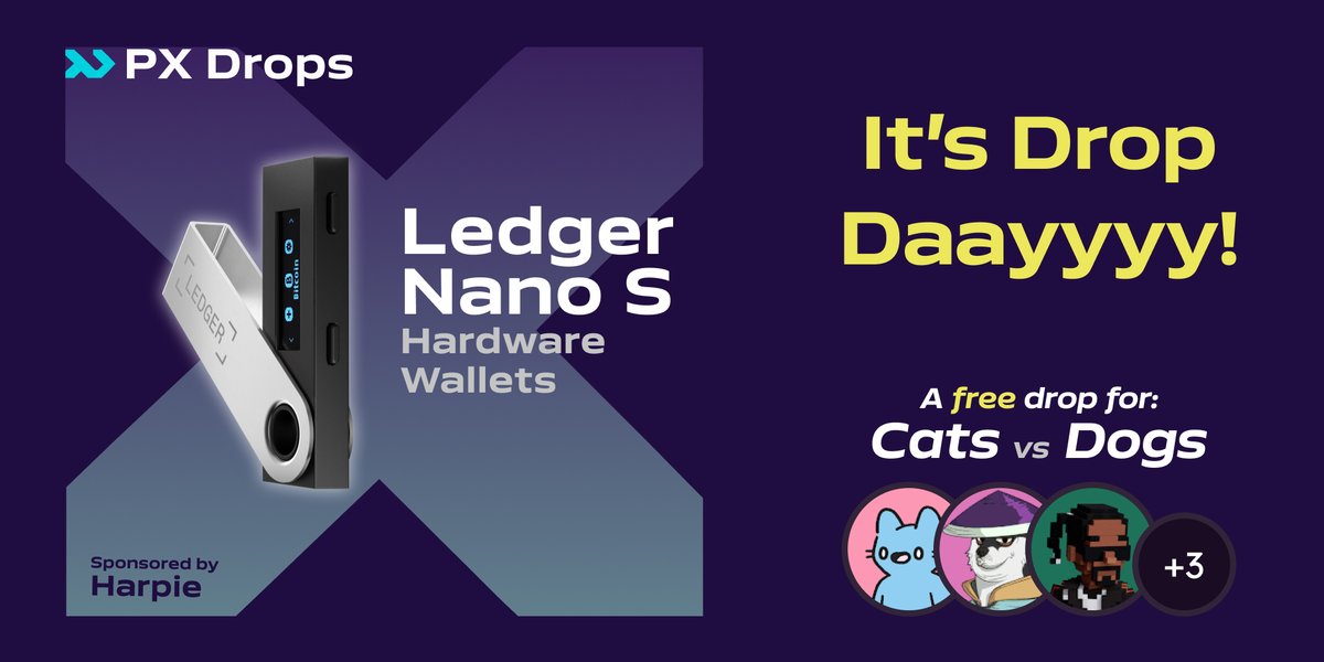 PolyientX's tweet photo. #PXDrops claim is live!

Holders of @coolcatsnft @TheDogepoundNFT @CosmicCats_ @Cool_Dogs_ @MarsCatsVoyage @TheSnoopAvatars who have registered for the drop can now claim a Ledger Nano S.

First come first serve!

Claim here: https://t.co/snR4IqULpg

#NFT #NFTs https://t.co/mstN6NI9p5