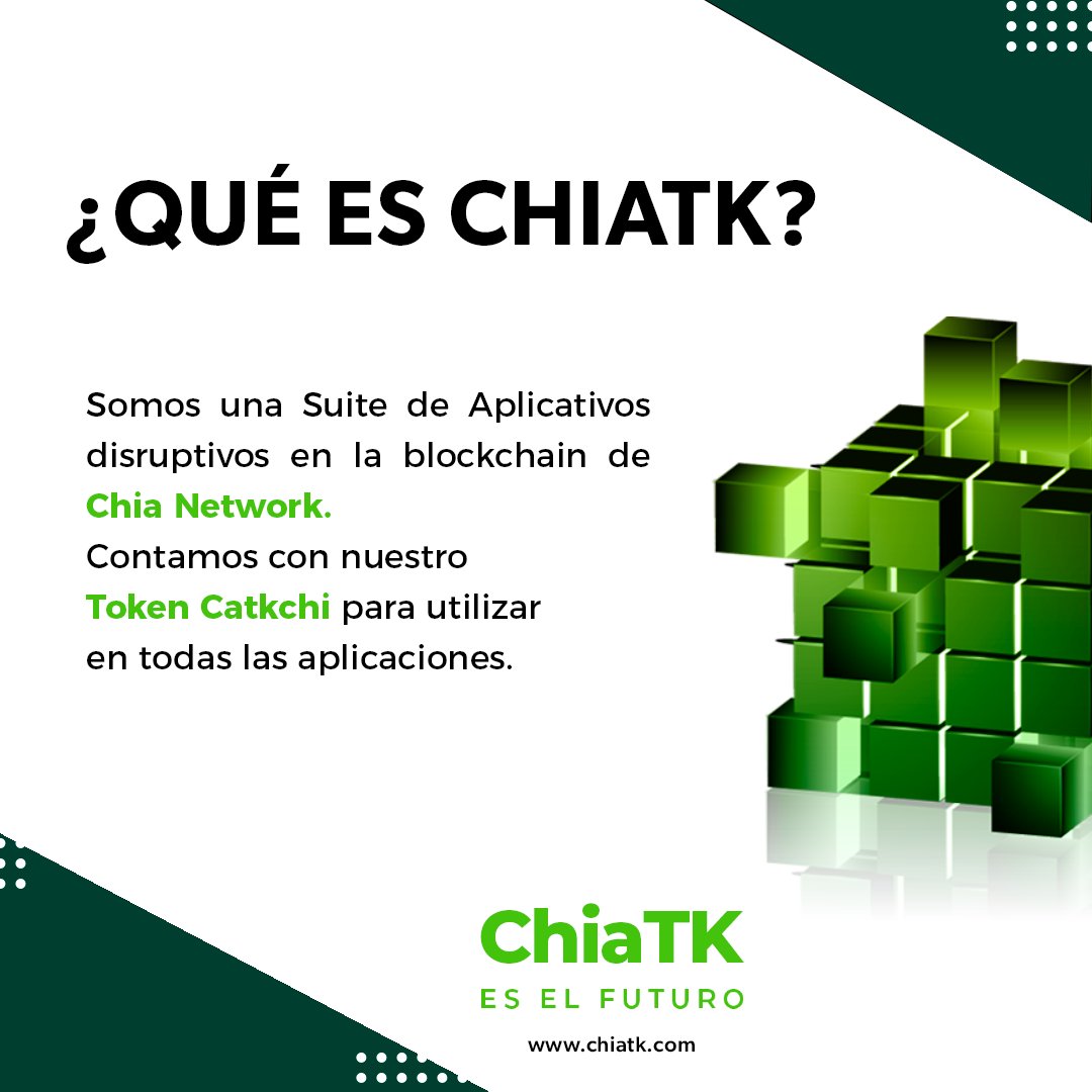 ChiaTKoficial's tweet photo. ¿Qué es ChiaTK? 🤔

Somos una Suite de Aplicativos disruptivos en la blockchain de Chia Network. Contamos con nuestro token Catkchi para utilizar en todas las aplicaciones. 🚀 Somos 👉 #ComunidadTK https://t.co/7rMoONrR9G