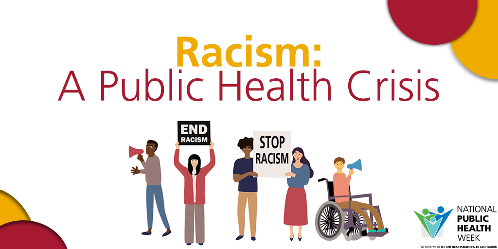 MCPHSMPH's tweet photo. The National Public Health Week 2022 (April 4 –10).  This year's theme by is “Public Health is Where You Are”. Our health is affected by the place we live, work, learn, play and pray. Today's theme: Racism: A public health crisis.#PublicHealthWeek 
https://t.co/7fzvyZrLMD https://t.co/oADzX6Y7NS