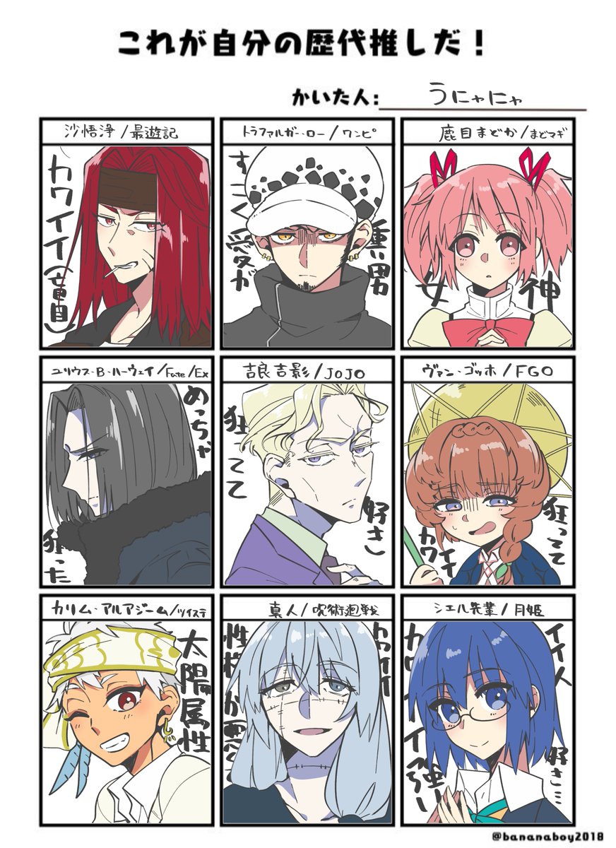 #これが自分の歴代推しだ
息抜きに沢山推しを描きました。ちなみにもっと描きたかったけど沢山厳選をしました。推し!!!!みんな可愛い!!!!!(盲目)