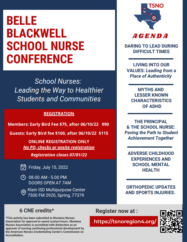 elgoedde's tweet photo. Get excited!  @TSNO4Nurses is hosting a fabulous line up at the annual Belle Blackwell school nurse conference, registration is open!  @KISDHlthSvc @KleinISD @TxSchlNurses https://t.co/bF9sevV34A