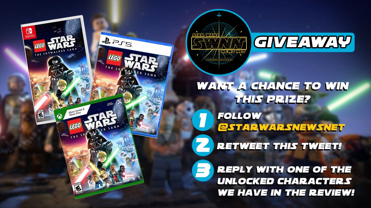 StarWarsNewsNet's tweet photo. #LEGOStarWarsGame arrives tomorrow! To celebrate SWNN is giving away copies on the platform of your choice!
 
To enter:
⭐️ Follow @starwarsnewsnet
⭐️ Retweet this tweet
⭐️ Reply with (1) unlocked character from the review: https://t.co/LiZHRLvN54
 
Winner chosen 4/5 at 9:00AM ET. https://t.co/ol4PTBbKNj