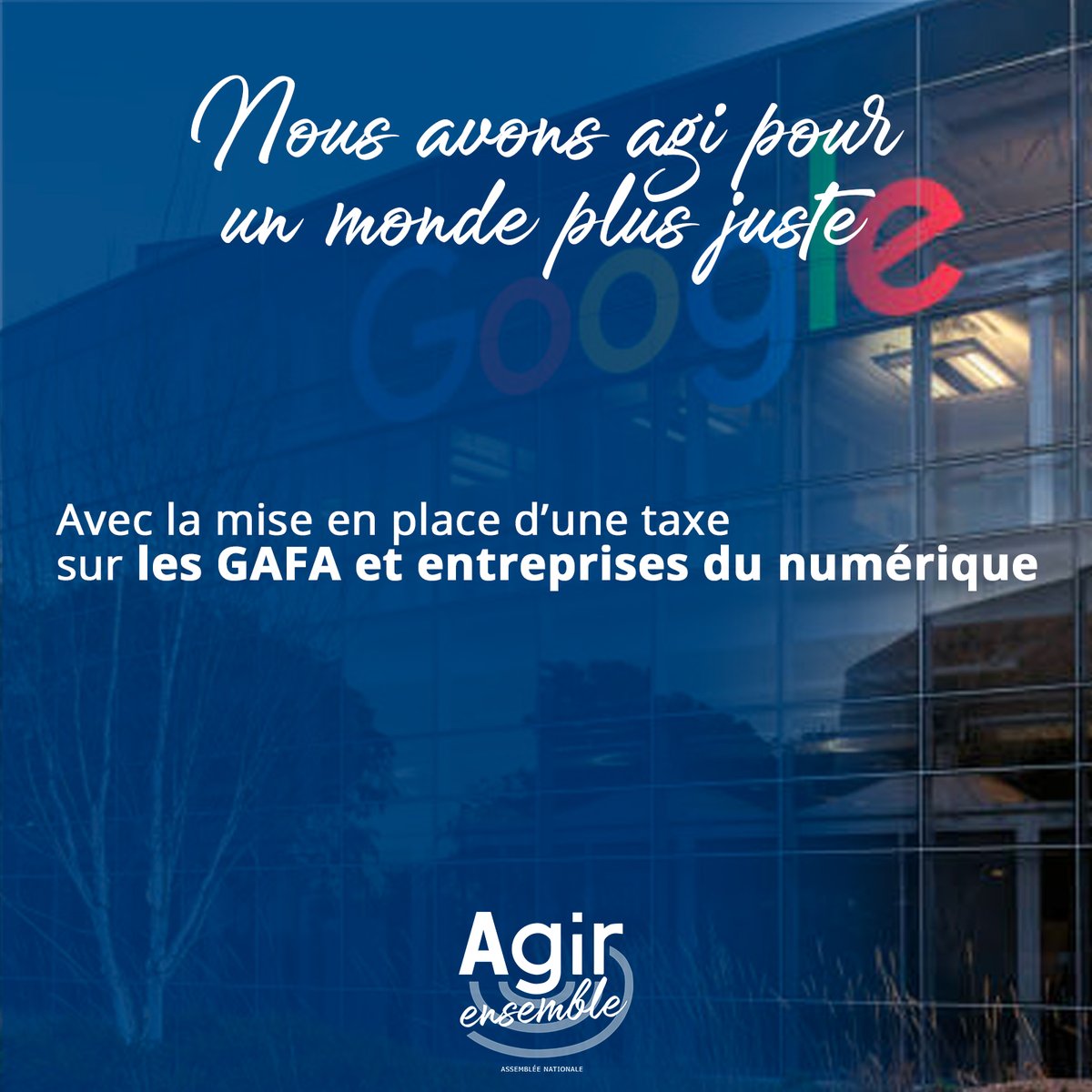 En réponse à la crise des gilets jaunes et pour soutenir le pouvoir d’achat des ménages, nous avons mis en place dès juillet 2019 une taxe sur les services numériques, dite taxe GAFAM.

Son objectif : financer une partie des mesures d’urgences économiques et sociales.