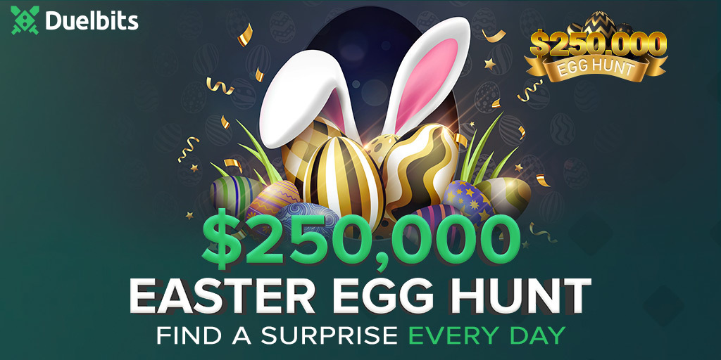 Duelbits's tweet photo. 📢 Our $250,000 Easter Egg Hunt is on 💰 with Daily Rewards, Cash Draw &amp; Golden Egg hunt! 🐣

Ace would like to know what your favourite Easter tradition is! We'll give 5 people $20 each, just RT, comment with your answer &amp; your UID!

https://t.co/G4fq7NHIn1 https://t.co/arTu0sQ3bM