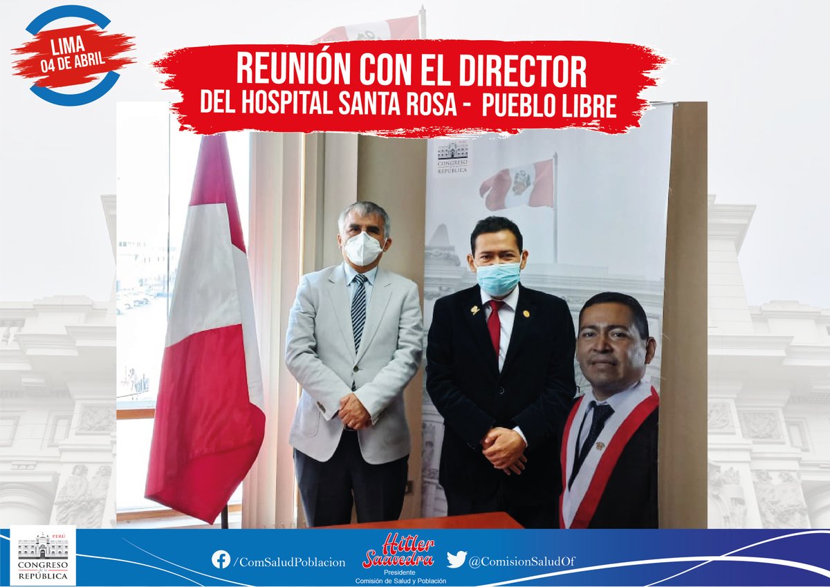 CDescentraliza's tweet photo. #Noticias|
Hoy el presidente de la @ComisionSaludOf @HitlerSaavedra recibió al director del Hospital Santa Rosa de #PuebloLibre, Dr. César Herrera, dónde informó al equipo técnico y al presidente de la comisión las dificultades que vienen atravesando en plena emergencia sanitaria https://t.co/UUFdgfto3I