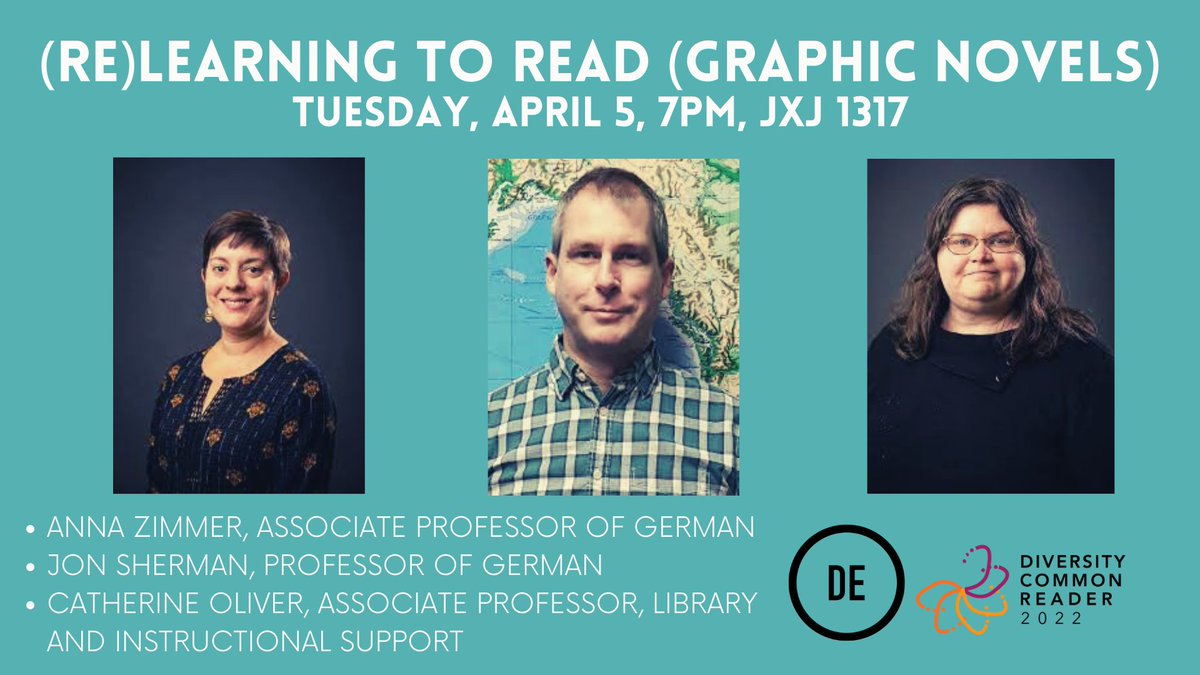 nmudcrp's tweet photo. Join @nmudcrp TOMORROW (4/5) at 7pm in Jamrich 1317 for "(Re)Learning to Read (Graphic Novels)," a presentation by three @NorthernMichU faculty: Jon Sherman (German), Anna Zimmer (German), &amp; Catherine Oliver (Library &amp; Instructional Support)! More info: https://t.co/CslRoUB6ka https://t.co/Ngo02z3SBc