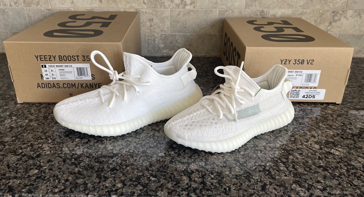 ⁦<a href="/KicksDealsCA/">Kicks Deals Canada</a>⁩ side by side comparison: Triple Cream 350 v2 to newly released Bone 350 v2