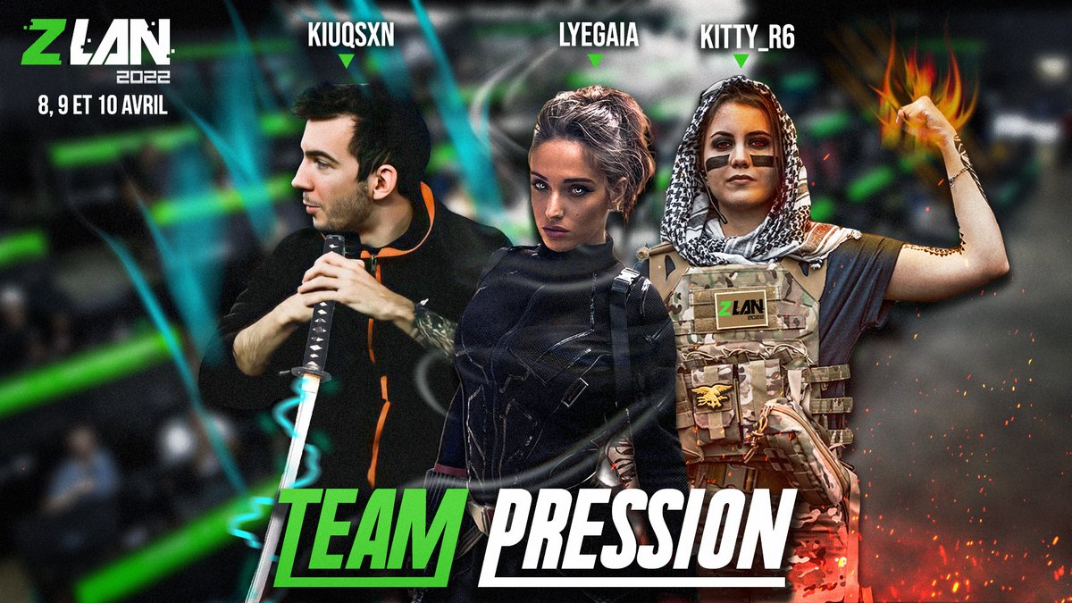 LyeGaia's tweet photo. Voilà notre équipe pour la @ZLAN_FR 2022 !
🔥 @KittyyR6
⚡️@Kiuqsxn
🍃@LyeGaia
#TeamPression #ZLAN2022 https://t.co/LumZwFvcPB
