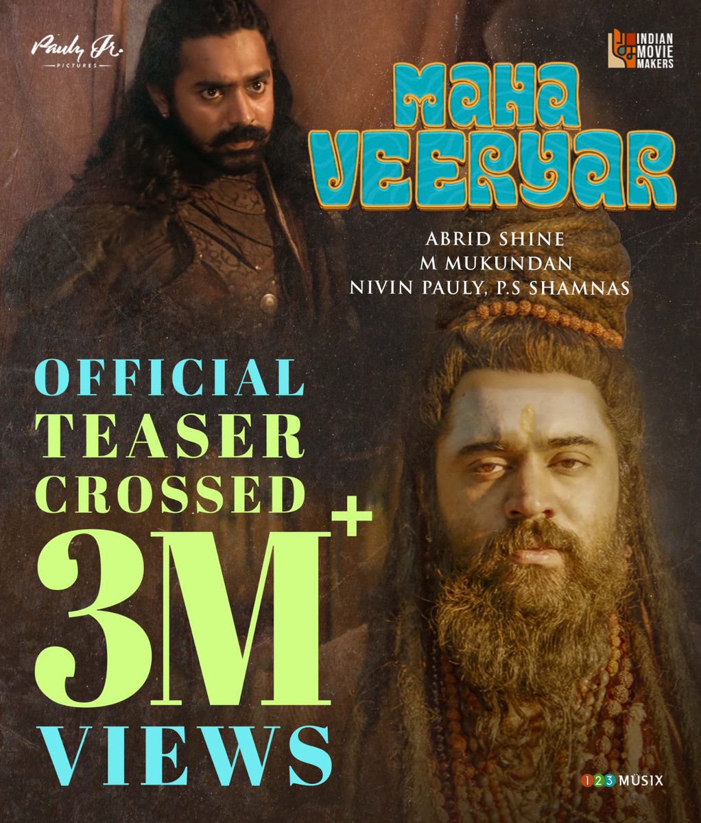 Gurusoman's tweet photo. #MahaveeryarTeaser silently created the record 😱🔥

Becomes Most viewed &amp; Most Liked Malayalam teaser 

 #AsifAli  &amp; #nivinpauly

Link : https://t.co/oVuu7ZWxYm https://t.co/eXukFHZqYY