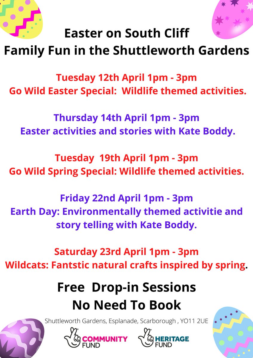 South Cliff Gardens (@hlfscgardens) on Twitter photo The Easter Holidays are almost here and we have a great program of free, drop-in activities going on for the young and the young at heart. <a href="/HeritageFundUK/">The National Lottery Heritage Fund</a> <a href="/HeritageFundNOR/">The National Lottery Heritage Fund North</a> <a href="/TNLComFund/">The National Lottery Community Fund</a> @ScarboCouncil @southcliffgroup <a href="/ChildrensUniSca/">Scarborough Children’s University</a> <a href="/DiscoverCoast/">Discover Yorkshire Coast</a> #easterholidays #easterfun The Easter Holidays are almost here and we have a great program of free, drop-in activities going on for the young and the young at heart. <a href="/HeritageFundUK/">The National Lottery Heritage Fund</a> <a href="/HeritageFundNOR/">The National Lottery Heritage Fund North</a> <a href="/TNLComFund/">The National Lottery Community Fund</a> @ScarboCouncil @southcliffgroup <a href="/ChildrensUniSca/">Scarborough Children’s University</a> <a href="/DiscoverCoast/">Discover Yorkshire Coast</a> #easterholidays #easterfun