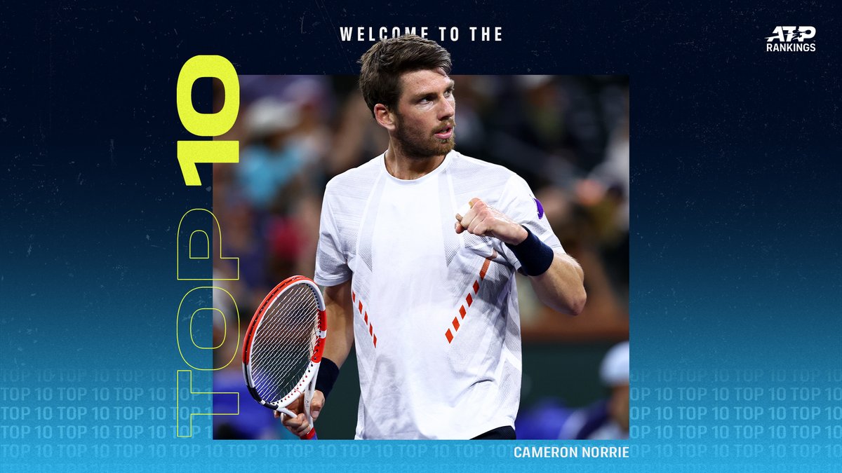 Welcome to the Top 10 @cam_norrie 👏 #ATPRankings