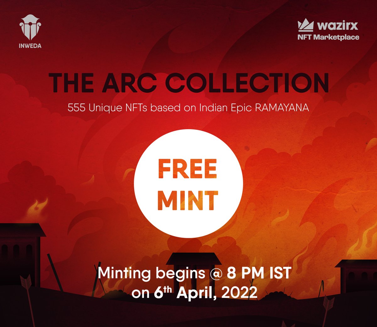 arcinweda's tweet photo. Get your Minting hands ready !!! 🚀🎨 on @WazirXNFT
 
#FreeMint #freemintNFT #NFTGiveaway #mythology #arc #inweda #nft #nftdrop #ramayana #WazirXNFT #wazirx #indianft #nftart #art #digitalart #cryptoart #nftcommunity #bnb https://t.co/tYBf9EJTe8