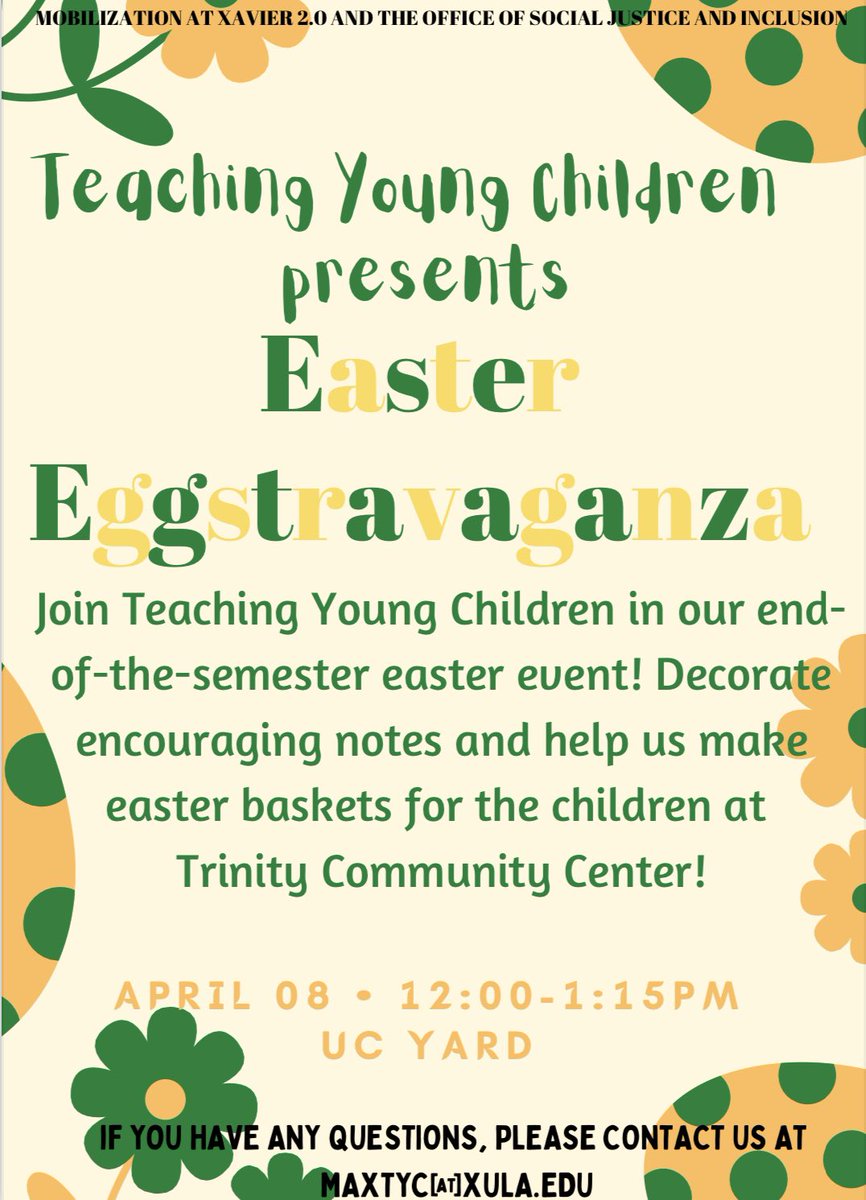 MobilizationXU's tweet photo. Join TYC in partnership with MAPS in our Easter Eggstravaganza event! https://t.co/mtHUdoTDEF