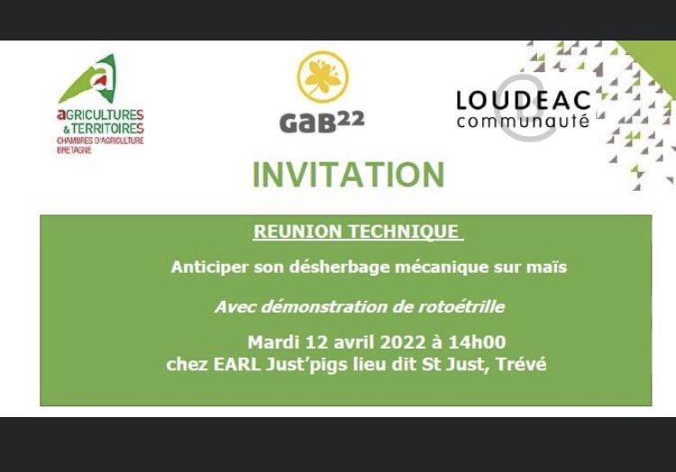 oustlieblavet's tweet photo. Invitation désherbage mécanique : ⤵️ @LOUDEAC_COM @ChambagriBzh https://t.co/NQ6n4Nsd2a