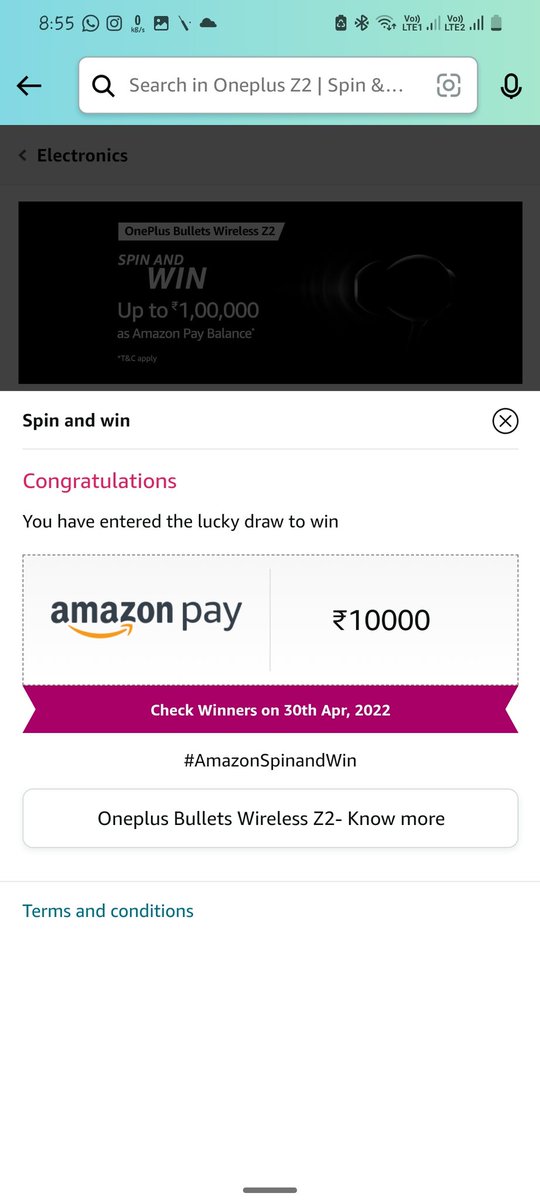 Skynatepro's tweet photo. @amazonIN, @OnePlus_IN 

#AmazonSpinandWin
#OneplusBulletsWirelessZ2 #BeyondBassic https://t.co/f1aNJVP2w1