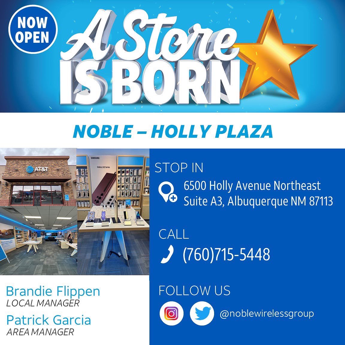 ⭐️⭐️ A Store is Born ⭐️⭐️

Congratulations to Noble for opening their 2nd and 3rd locations in New Mexico!! Looking forward to your continued growth! 
⭐️⭐️⭐️⭐️⭐️⭐️⭐️⭐️⭐️⭐️⭐️⭐️
#G2NH #noblewireless #newlocations