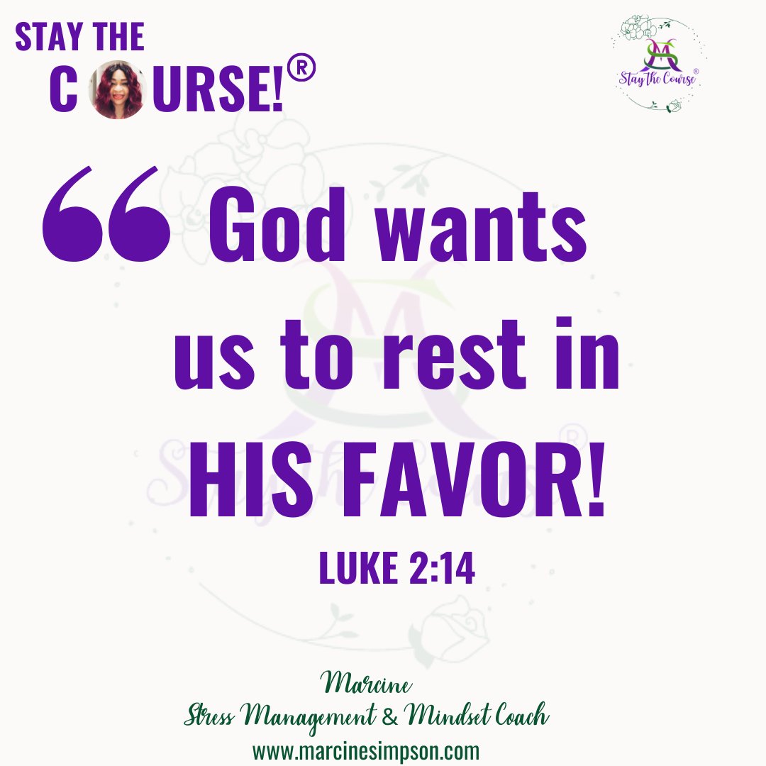 CoachMarcine's tweet photo. Did you know that the FAVOR OF GOD is REST and God wants us to REST IN HIS FAVOR?

Yes, it is NEVER God's desire for us to be stressed out and overwhelmed with the cares of life!  

God wants you to receive HIS favor and rest in it.

Click the link in my bio to schedule! https://t.co/b3F3IFvuyu