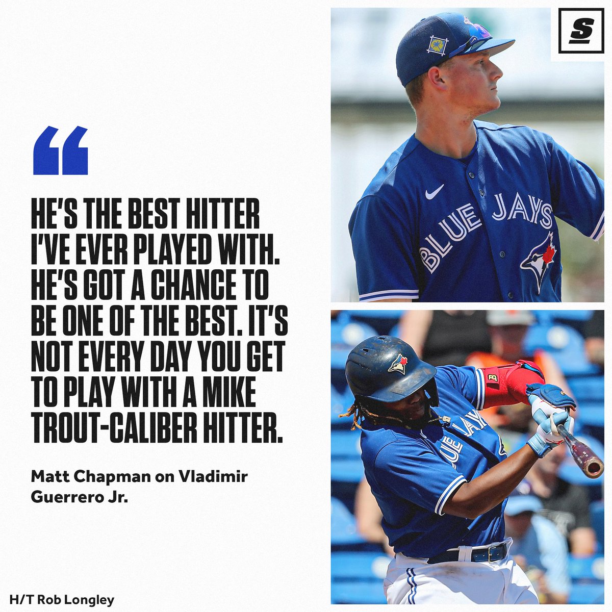 theScore's tweet photo. Matt Chapman says Vladdy is an absolute superstar.🤩 https://t.co/KqReNoPSSQ https://t.co/BhGYDGG7QO