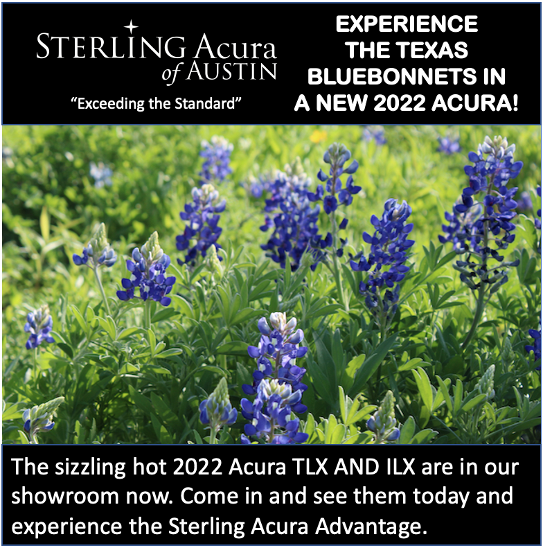 Spring has sprung which means it's time to get out and enjoy our spectacular Bluebonnets, now in full bloom across our Austin landscape. For the best viewing, we recommend a new 2022 Acura ILX, TLX, RDX, or MDX for the optimum experience. https://t.co/9z5jWIJE81