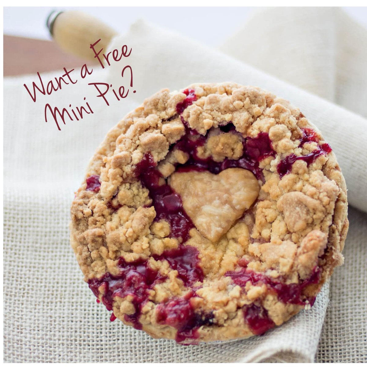 Get a FREE mini pie! Starting today (April 4th, 2022) when you purchase a full-sized pot pie, quiche, or frozen pie from our grab &amp; go cases you will be sent home with a free mini pie 🥧 

*Offer valid now through June 12, 2022 at participating stores: