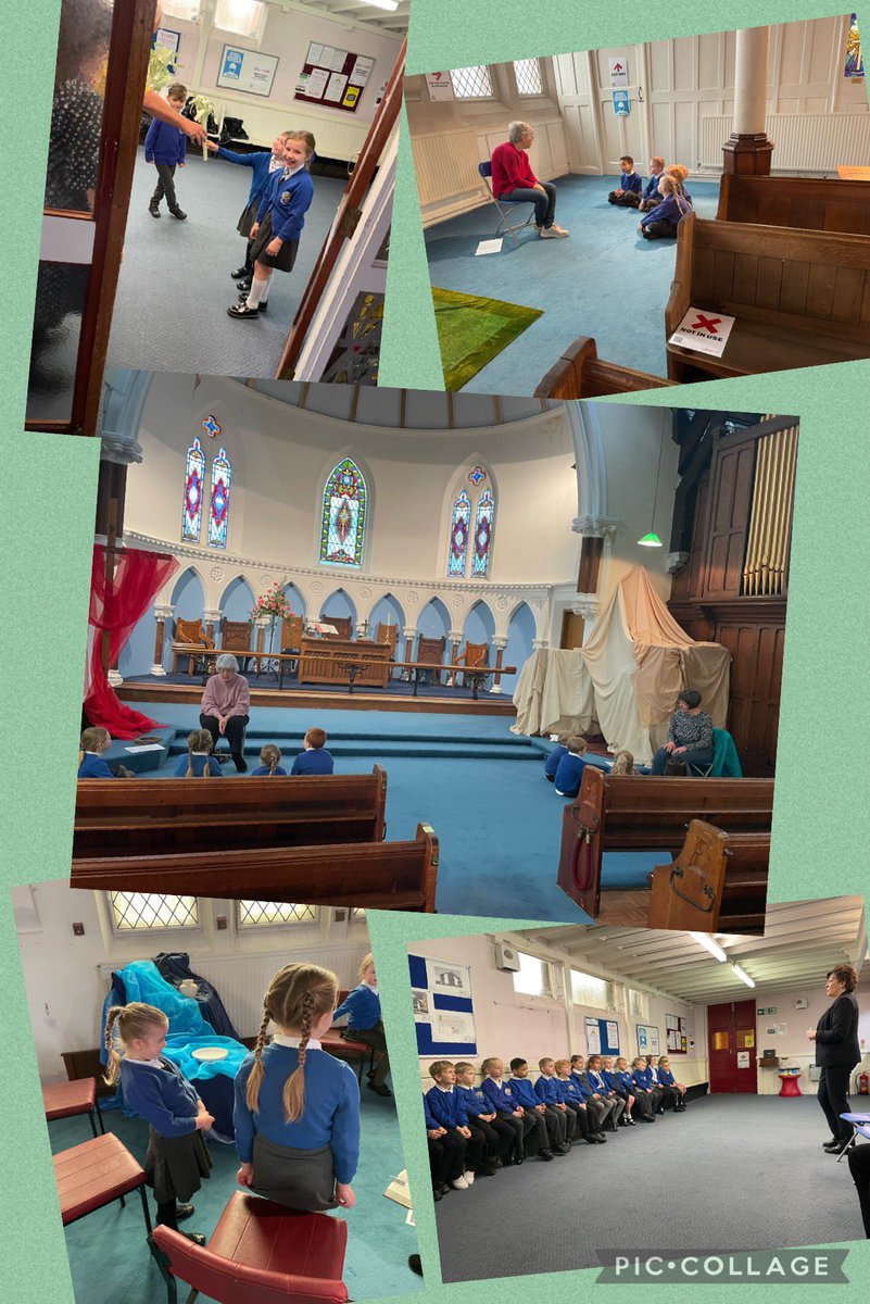 NewBrightonPS's tweet photo. Class 6 thoroughly enjoyed their visit to St. Andrew’s United Church this morning. They experienced the important events leading up to Easter Sunday. #nbpsRE https://t.co/o64GYF5kIr