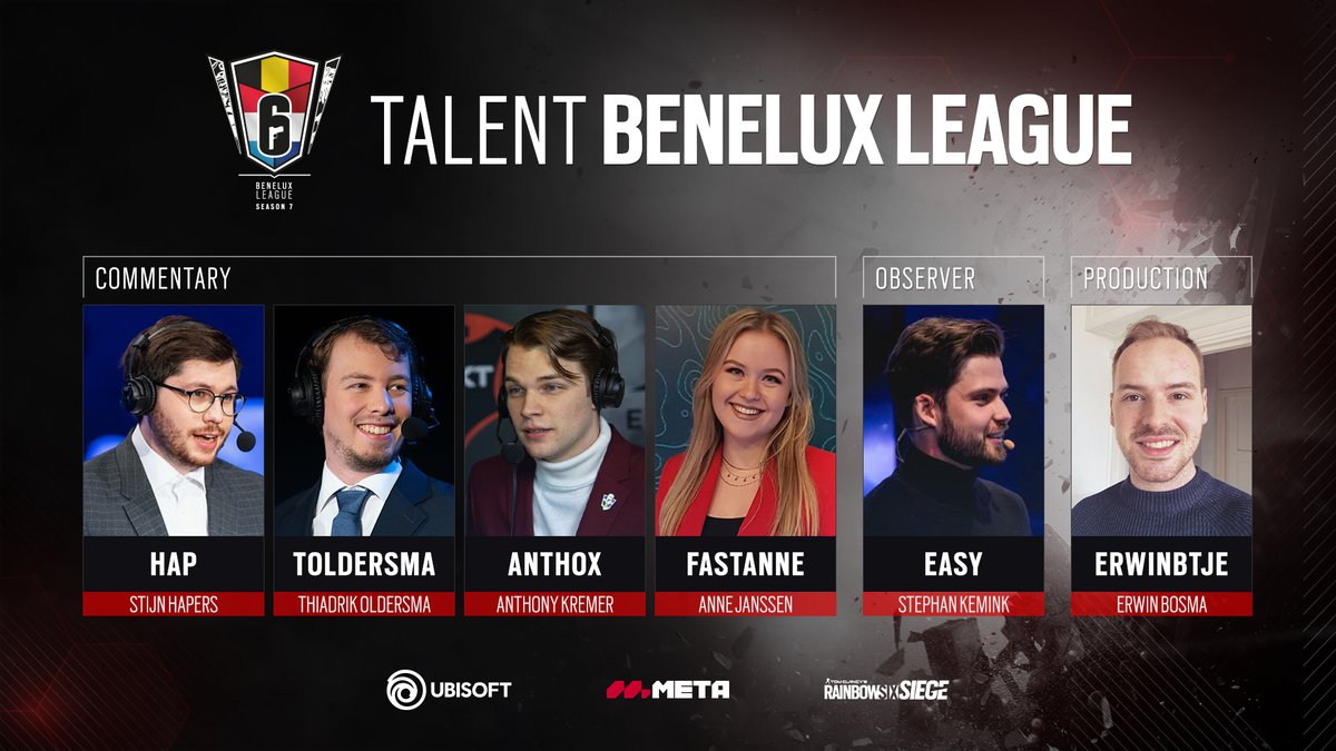 Our beloved talent team is back! 🙌

This season, we’re bringing a new pre-show segment to the stream, including expert analysis from our on-air talent! Get ready for a 3 man show instead of 2 👀

📺 Group stage day #1 on April 6th 18:30 CEST at twitch.tv/rainbow6bnl