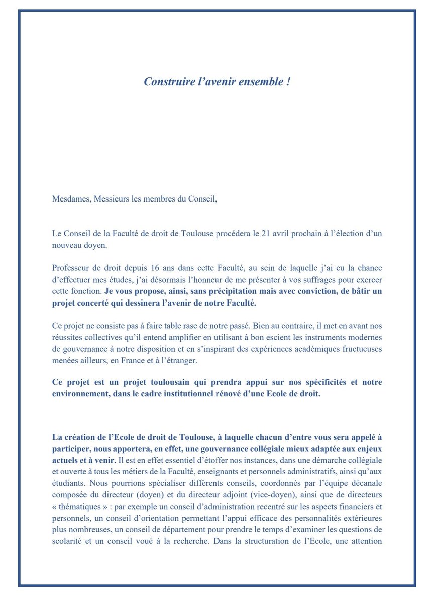 AvenirDroit's tweet photo. 💥 Le 21 avril prochain aura lieu l'élection décanale de la Faculté de droit de Toulouse 

Retrouver la déclaration de candidature de @M_Pmrd et toutes les propositions sur https://t.co/3RGK8fkVUh https://t.co/i8qbGSrY06