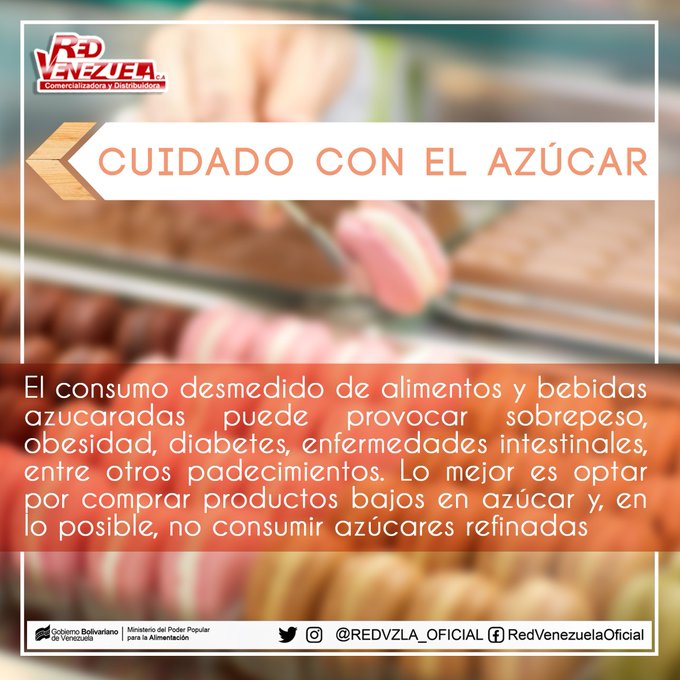 REDVZLA_OFICIAL's tweet photo. #TipsSaludable | El consumo de azúcares libres no debe aportar más del 10 por ciento de las calorías diarias. Tanto en adultos como en niños. 
#4Abr
 #LiberenAAlexSaab https://t.co/GKIBam4KTW