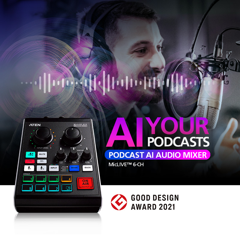 ATENconnect's tweet photo. Make better podcasts with the power of AI thanks to the MicLIVE Podcast AI Audio Mixer!
Learn more: https://t.co/KleRfj0cIK
#ATEN #podcast #podcaster #ai #audiomixer #contentcreator #tech #simplybetterconnection https://t.co/q5v8cys79H