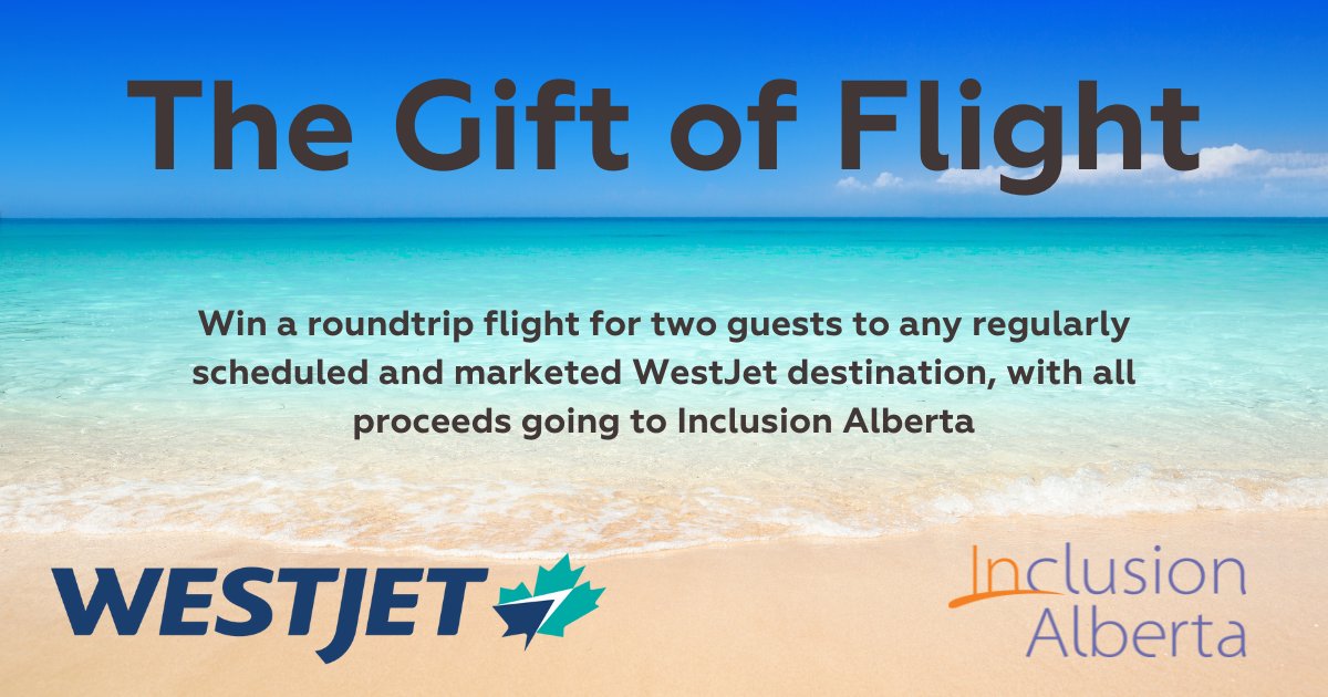 Win the Gift of Flight! Our friends at @WestJet have graciously donated one roundtrip flight for two guests to any regularly scheduled and marketed WestJet destination, and we are raffling them off. Learn more and buy tix at: rafflebox.ca/raffle/inclusi…