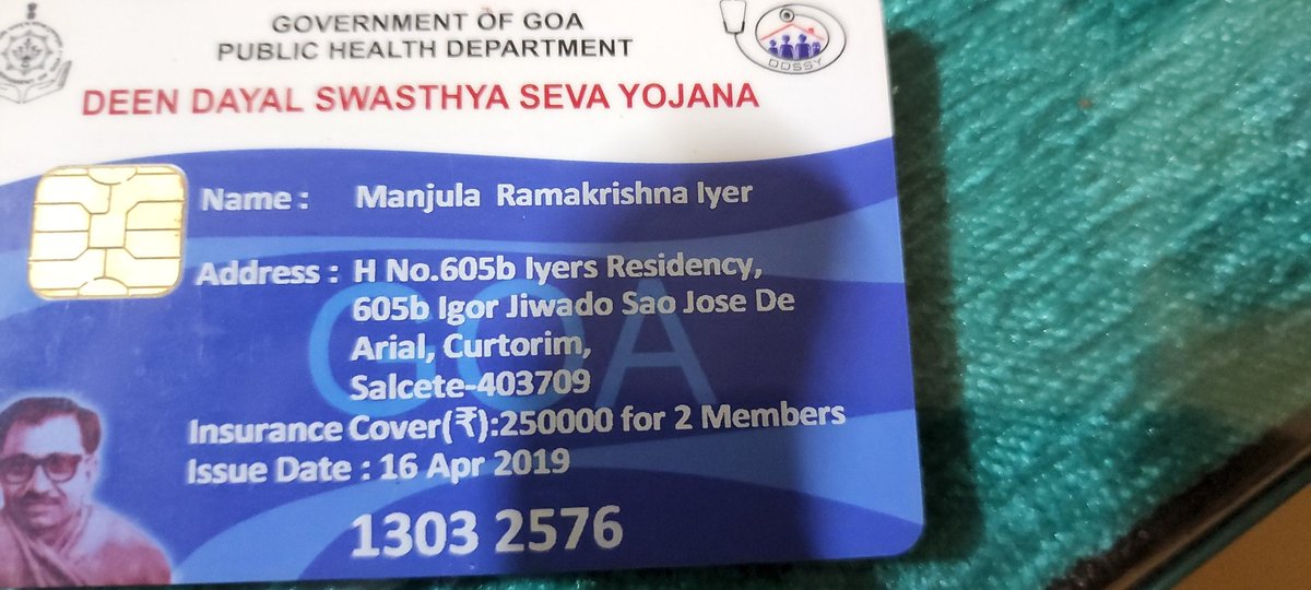 ramkgiri's tweet photo. @narendramodi @PMO_NaMo 

Dear Sir
I have Goa government  health card DEEN DAYAL SWASTHYA YOJANA insurance card, I was admitted in Victor hospital for brain stroke but they didn't accepted the card I wrote to Goa health department no answer why they're not accepting this https://t.co/y90xTVvLZv