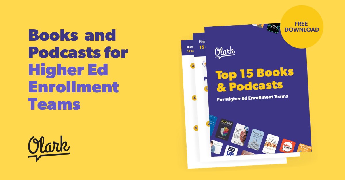 olark's tweet image. We asked our community for the best 📚Books and 🎧Podcasts for #HigherEd #Enrollment teams - and voila!
👉🏾 olark.com/higher-educati…

What would you add?

Includes: @teamenrollify, #TheHigherEdMarketer - @BartCaylor, #RiseandSizzle by @1BMcTalks @PRLessons by @Marcwhitt
