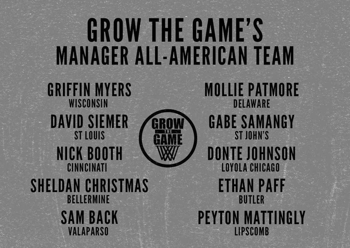 Grow the Game (@gtghoops) on Twitter photo Introducing our first ever Manager All-American team! These managers were recommended by staff members at their respective schools and our committee voted to give us 10 GREAT managers. Congrats to all of them!
#GrowTheGame 🏀 Introducing our first ever Manager All-American team! These managers were recommended by staff members at their respective schools and our committee voted to give us 10 GREAT managers. Congrats to all of them!
#GrowTheGame 🏀